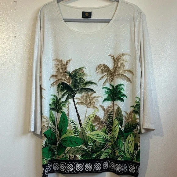 NWOTTropical Palm Tree Print Top - Picture 3 of 7